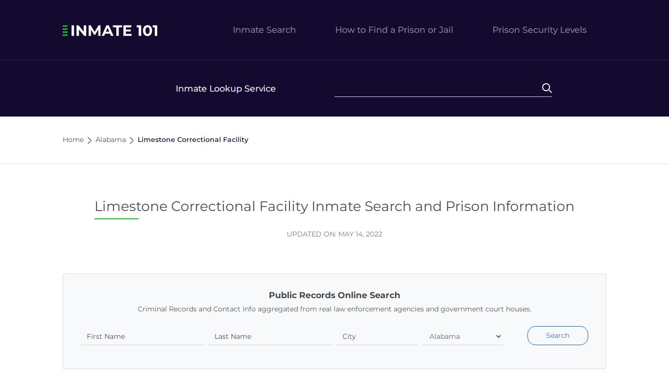 Limestone Correctional Facility Inmate Search, Visitation ...