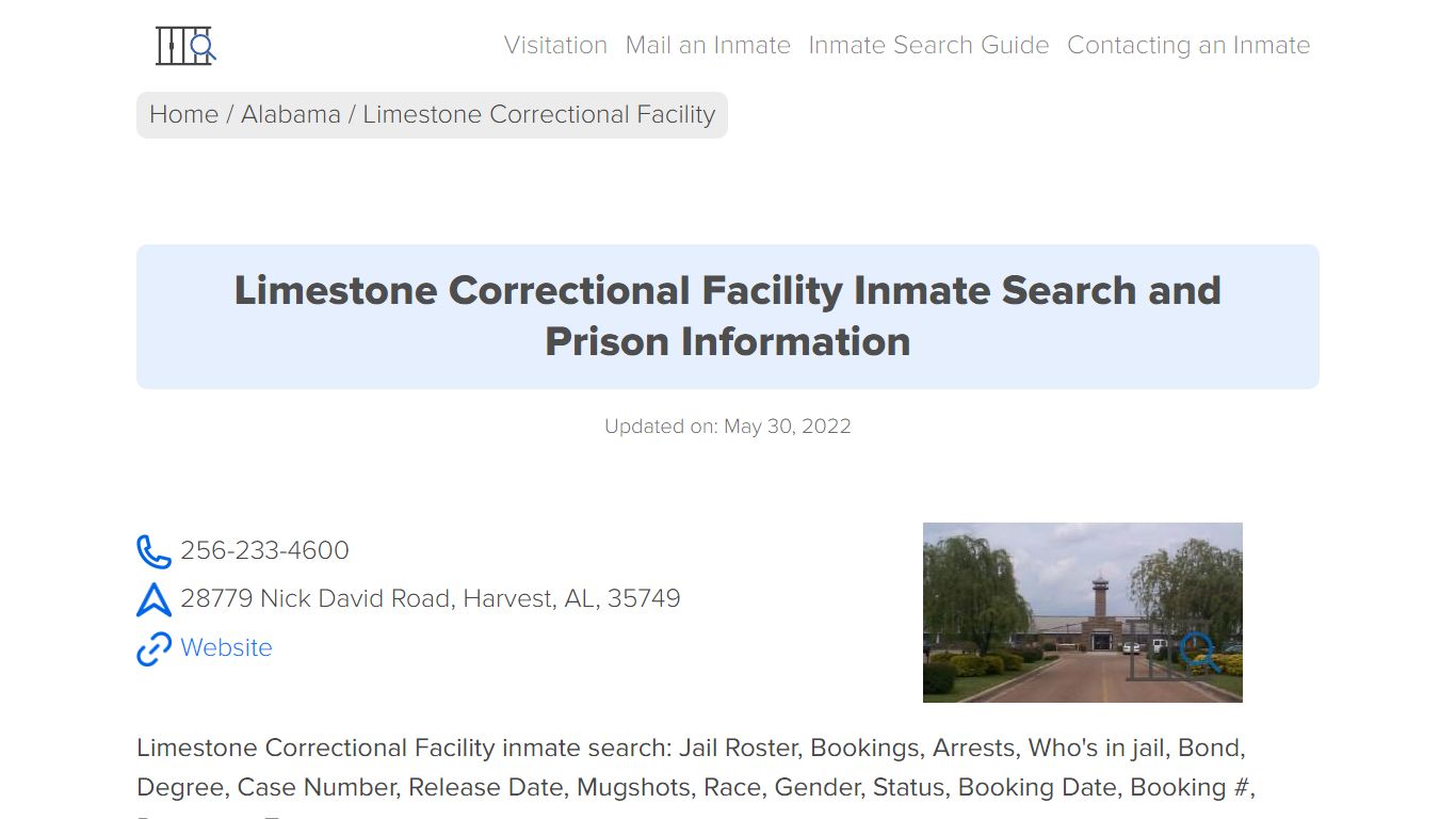 Limestone Correctional Facility Inmate Search, Visitation ...